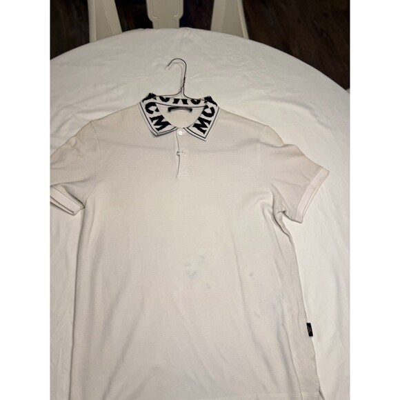 100% AUTHENTIC MEN'S MCM WHITE LOGO COLLARED POLO SHIRT US L - Picture 1 of 3